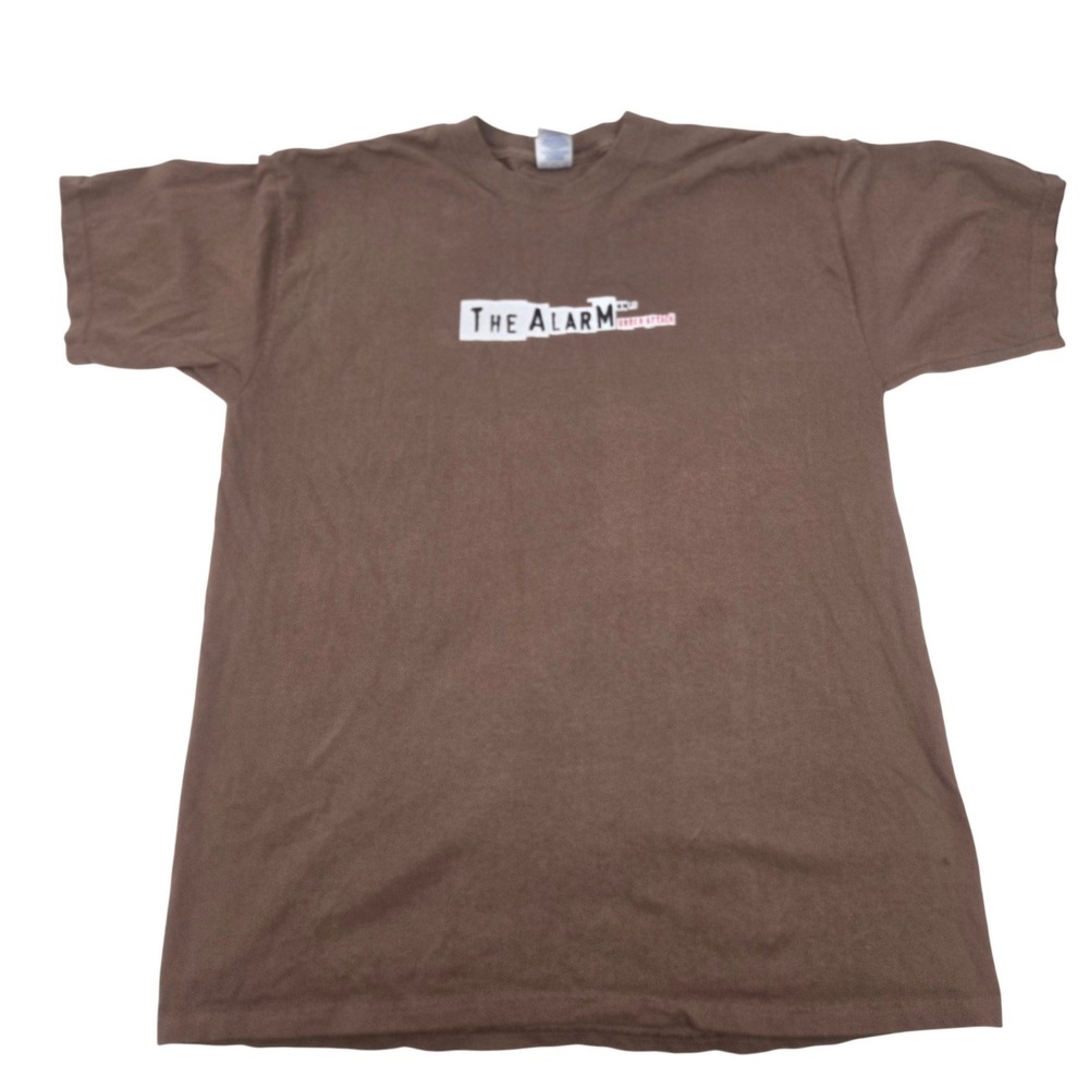 Vintage 2006 The‎ Alarm Under Attack Promo T Shirt Mens XL Brown Band Y2K Lyrics